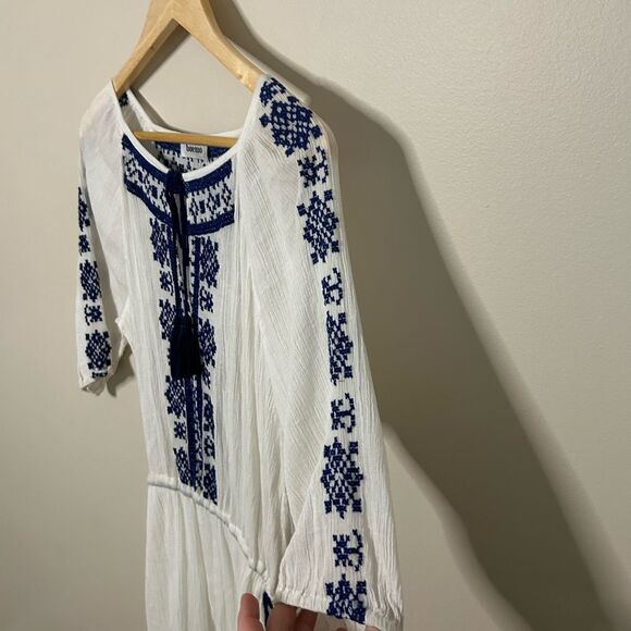 Anthropologie x Boemo Embroidered White Gauze Mini Dress Size Small - Picture 7 of 10